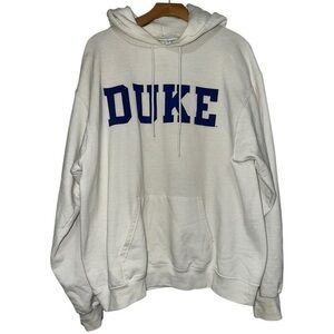Champion Vintage Uni-Sex L White Blue Dike University Hoodie Sweatshirt